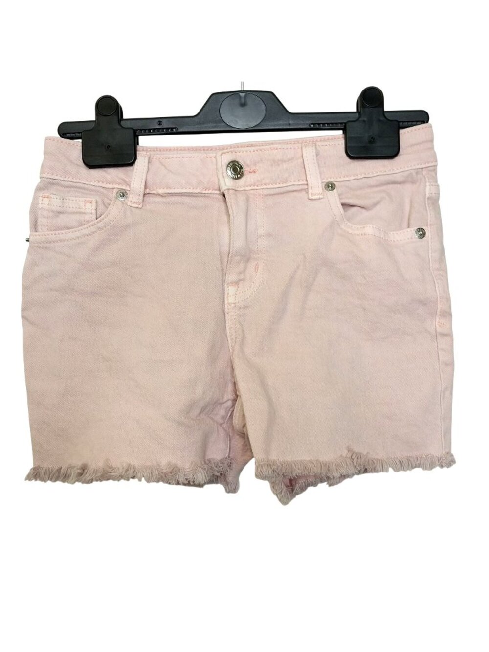 Cat & Jack Girls Pink Denim Shorts Size L 10/12 Frayed Hem Stretch Waist Casual